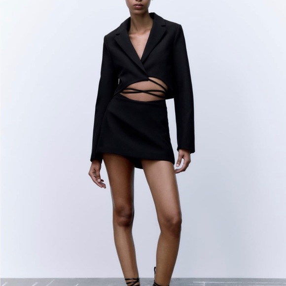 ZARA Tied Cropped Blazer Set - Picture 3 of 12